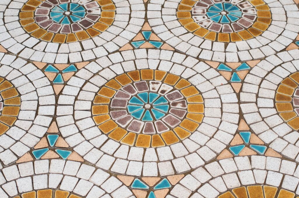 Floor tiles. Mosaic. Patterns.